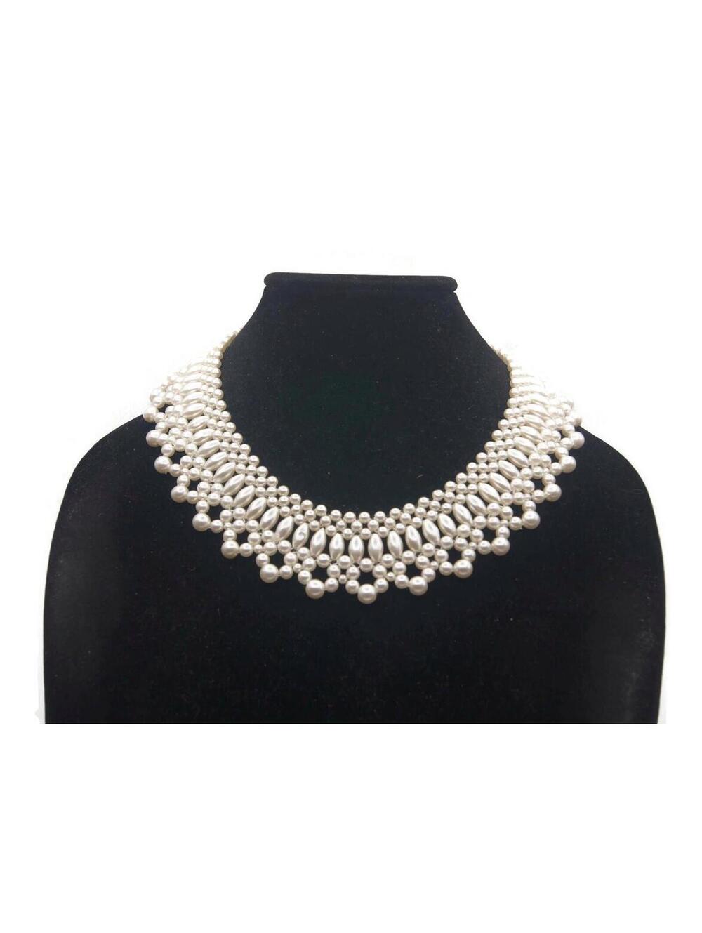 Vintage Faux Pearl 16 to 18" Bib Necklace.